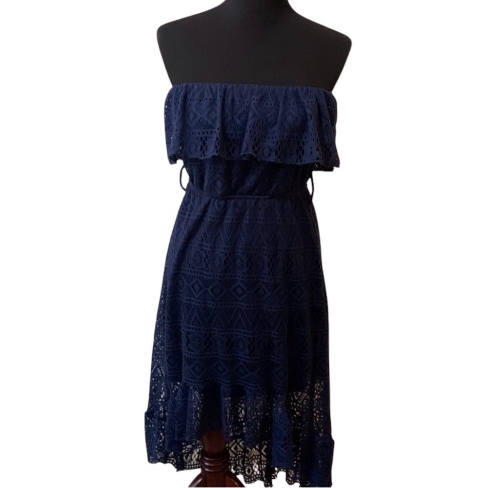 Rue 21 Navy Blue Strapless Lace High Low Sundress Women’s Size Medium